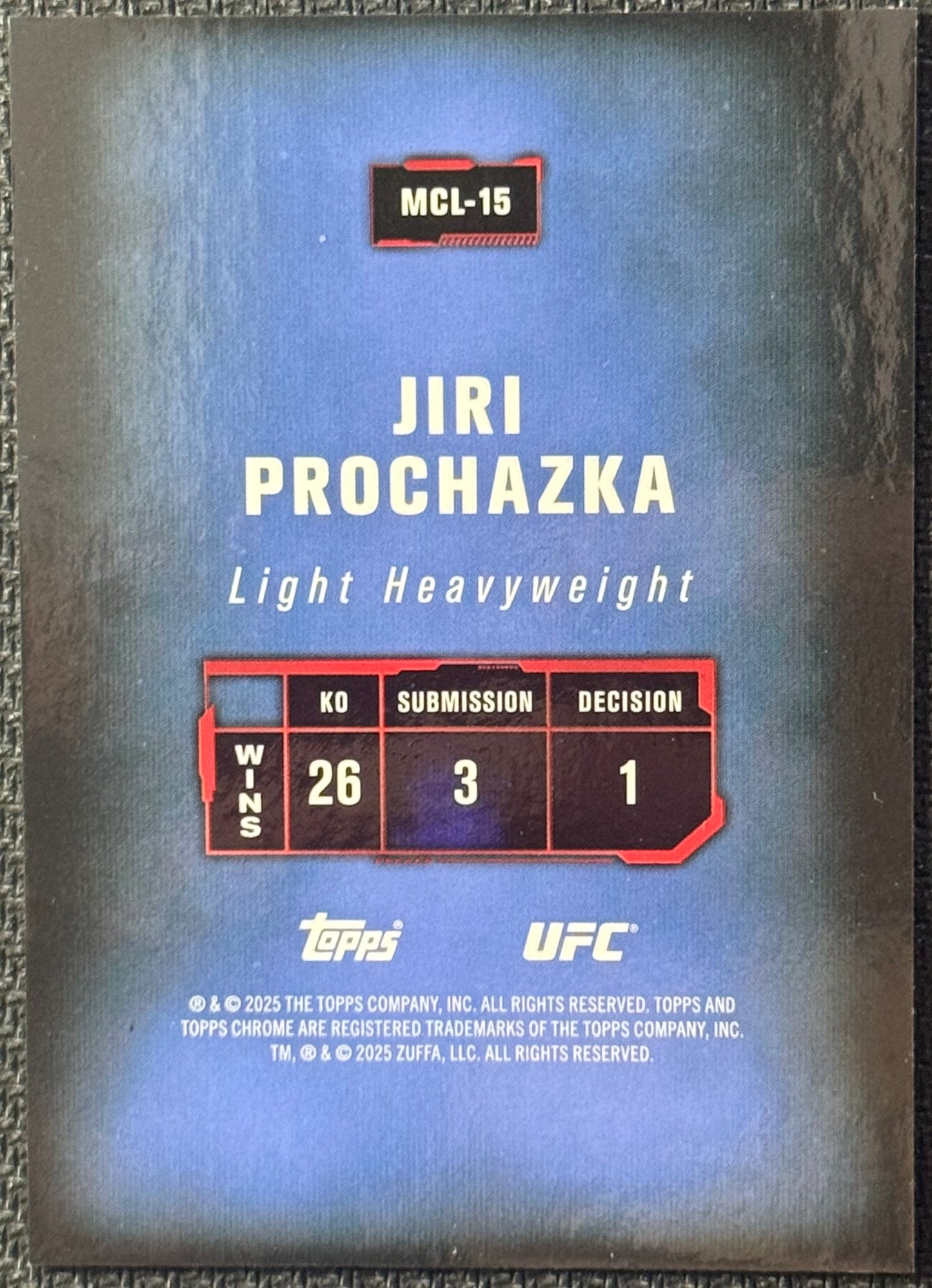 2025 Topps Chrome UFC  Jiri Prochazka Mission Control Black Refractor #/10