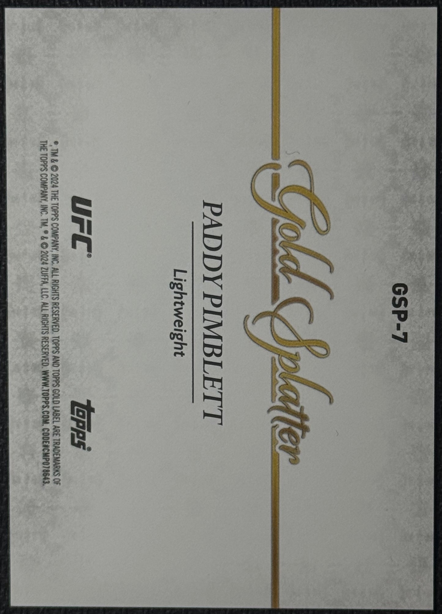 2024 Topps Gold Label UFC Paddy Pimblett Gold Splatter Case Hit SSP
