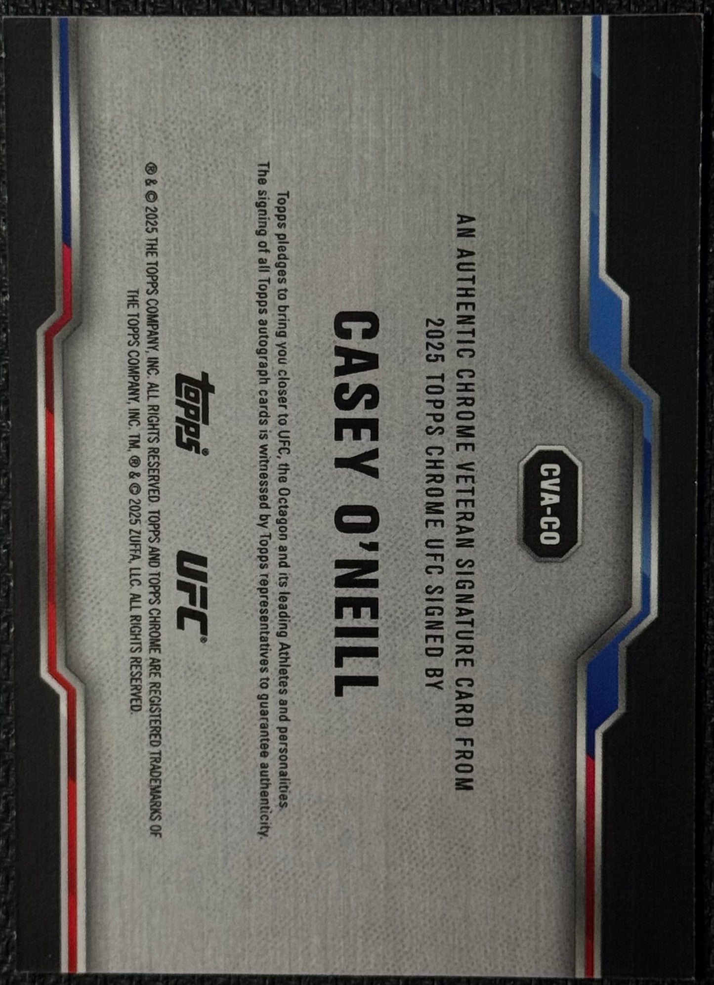 2025 Topps UFC Chrome Casey O'Neill Veteran Auto Gold Refractor #/50