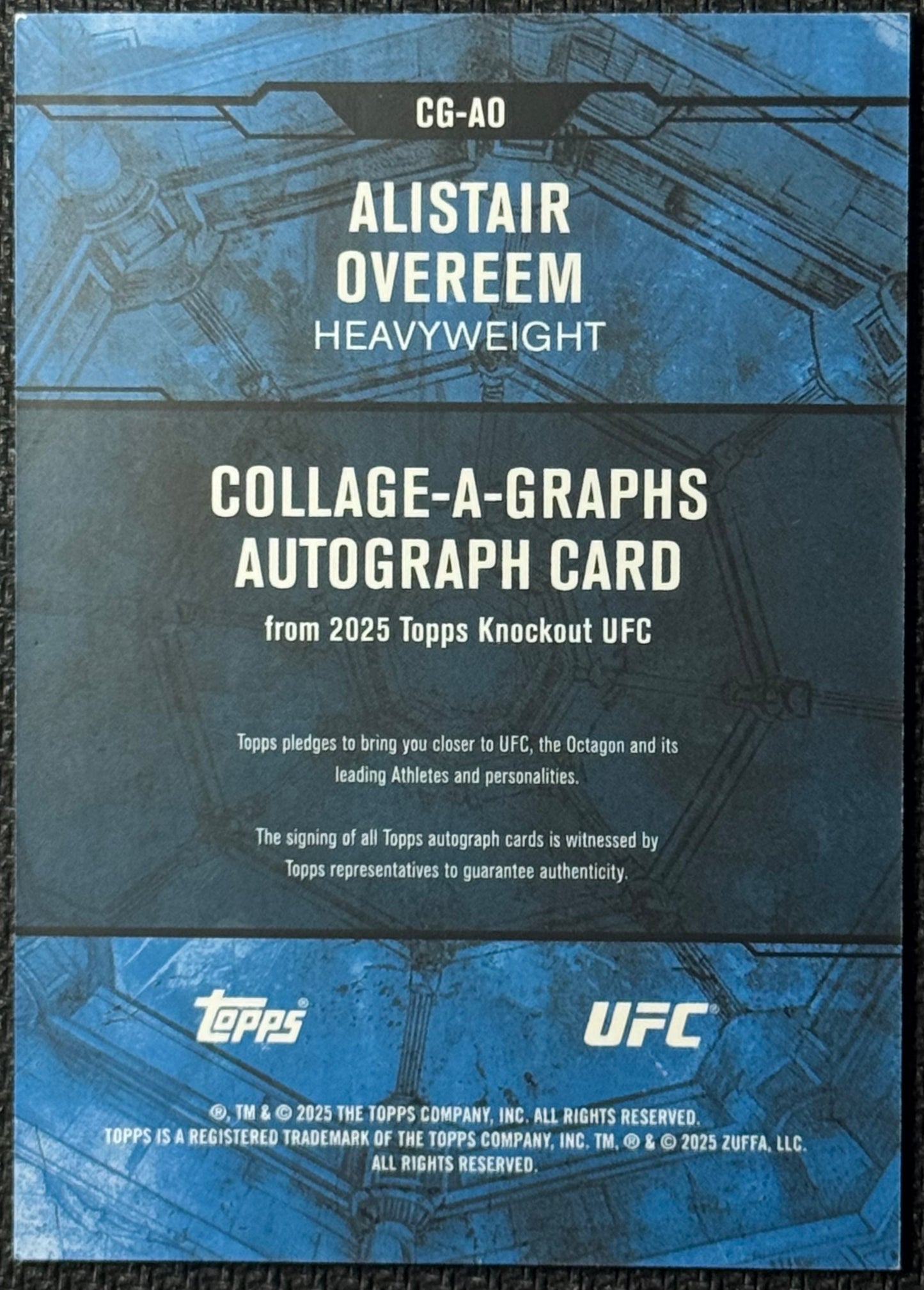 2025 Topps UFC Knockout Alistair Overeem Collage-A-Graphs Auto #/99