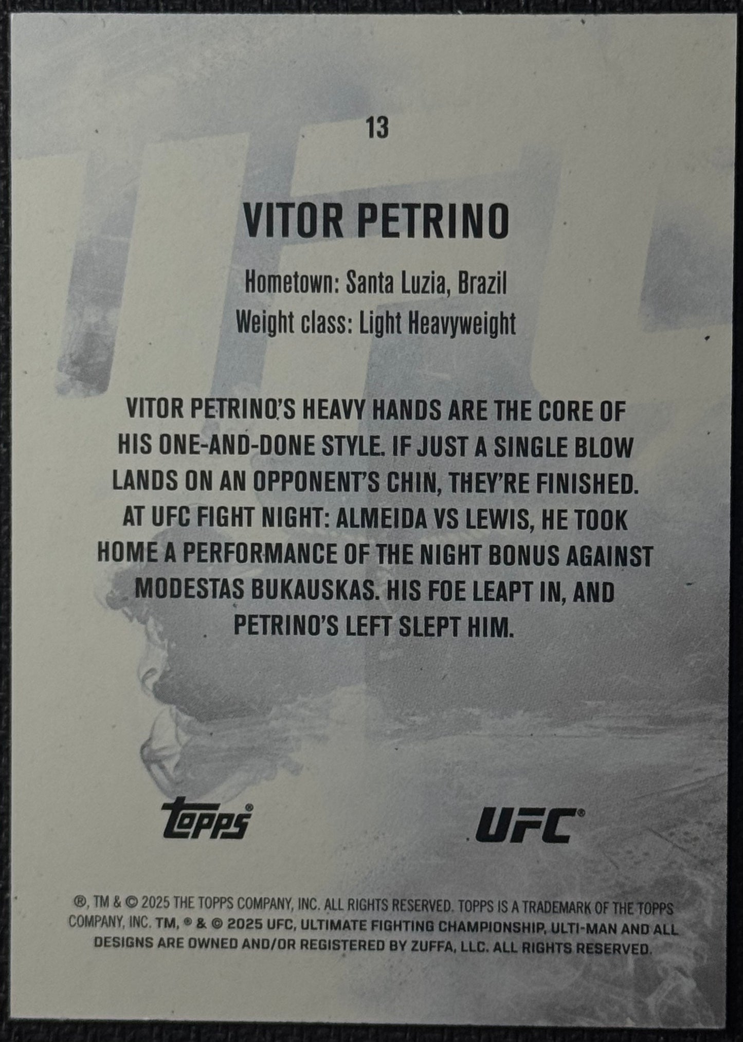 2025 Topps Knockout UFC Vitor Petrino Black #/10