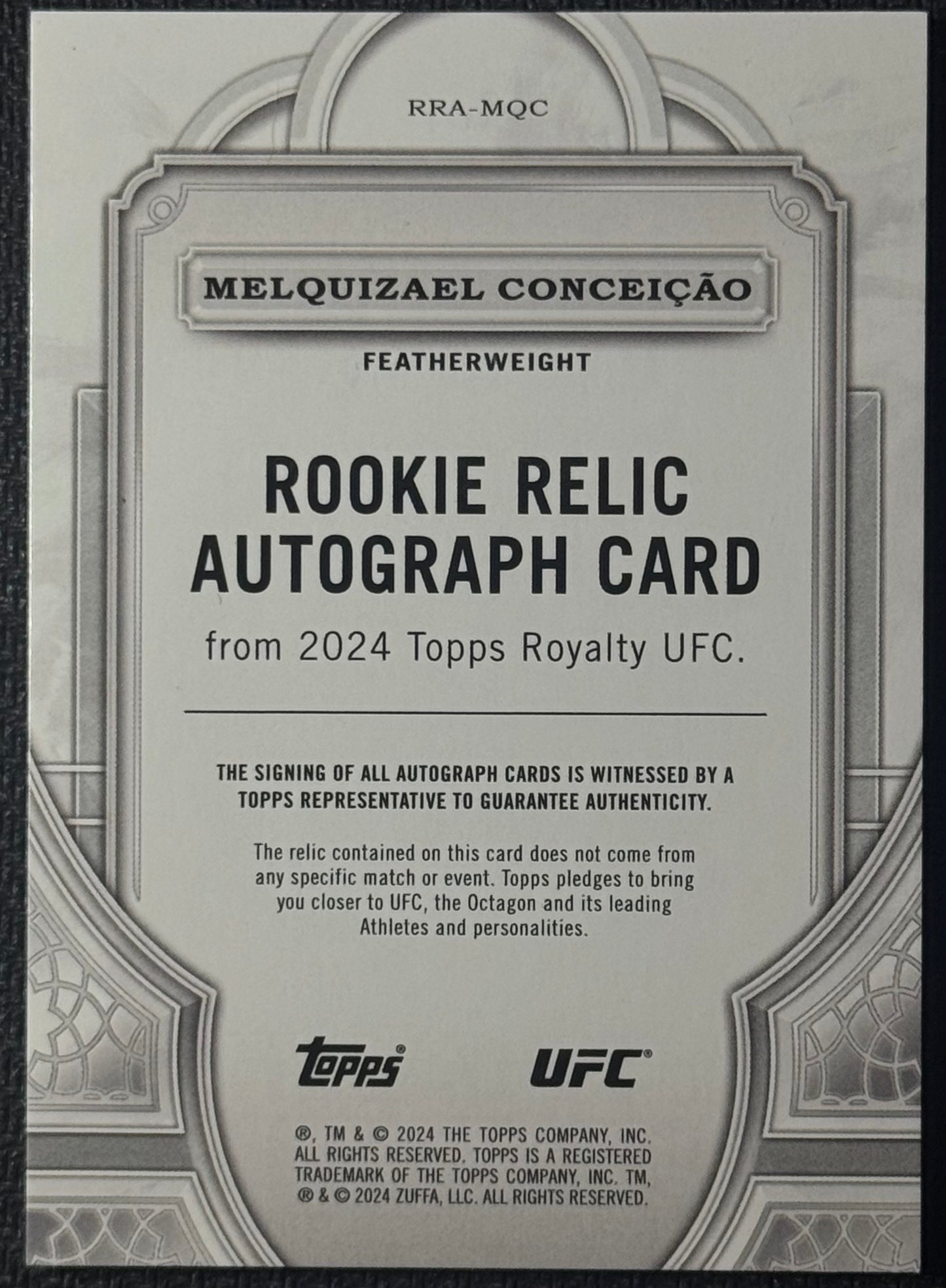 2024 Topps Royalty UFC Melquizael Conceicao Rookie Patch Auto #/99