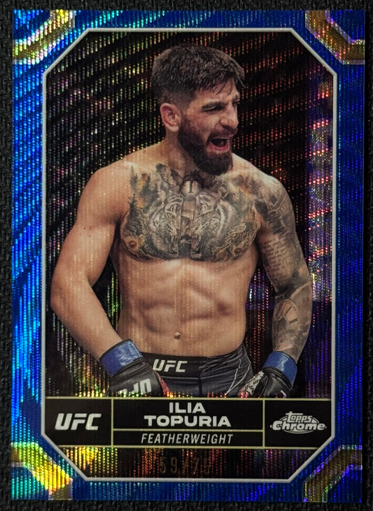 2024 Topps Chrome UFC Ilia Topuria Blue Wave Refractor #/75