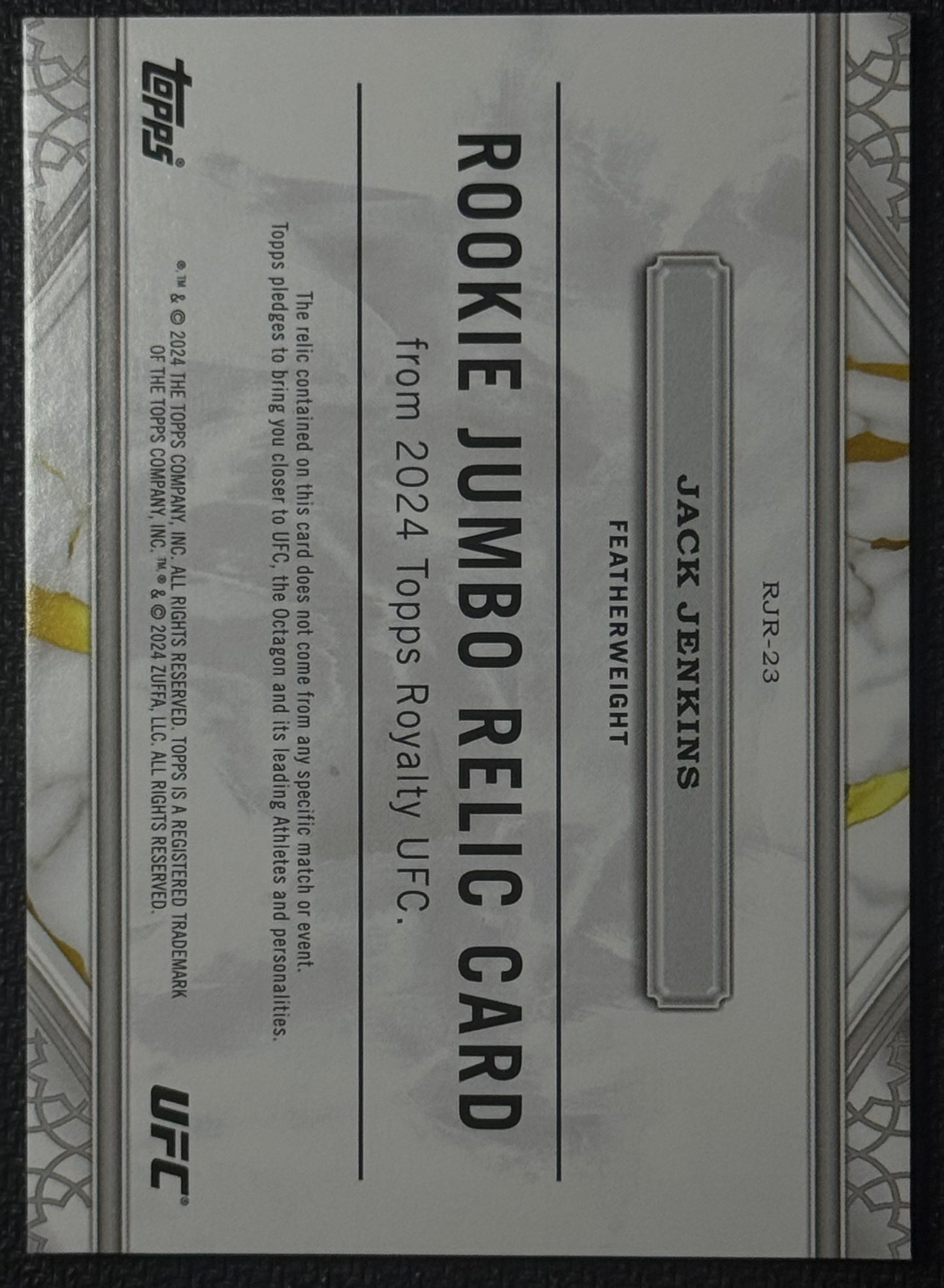 2024 Topps Royalty UFC Jack Jenkins Rookie Jumbo Patch #/25