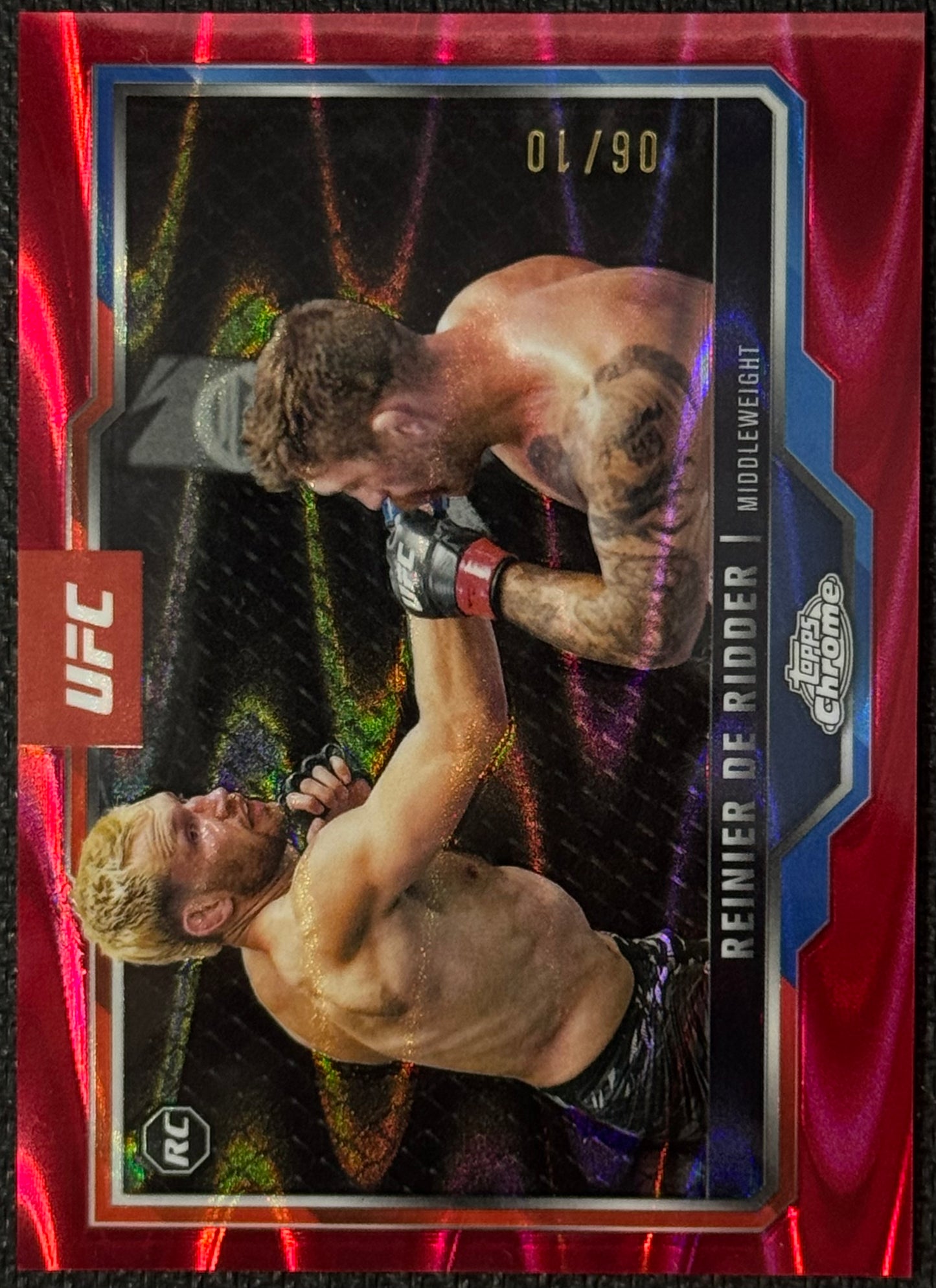 2025 Topps Chrome UFC Reinier De Ridder #185 Red Wave Refractor #/10