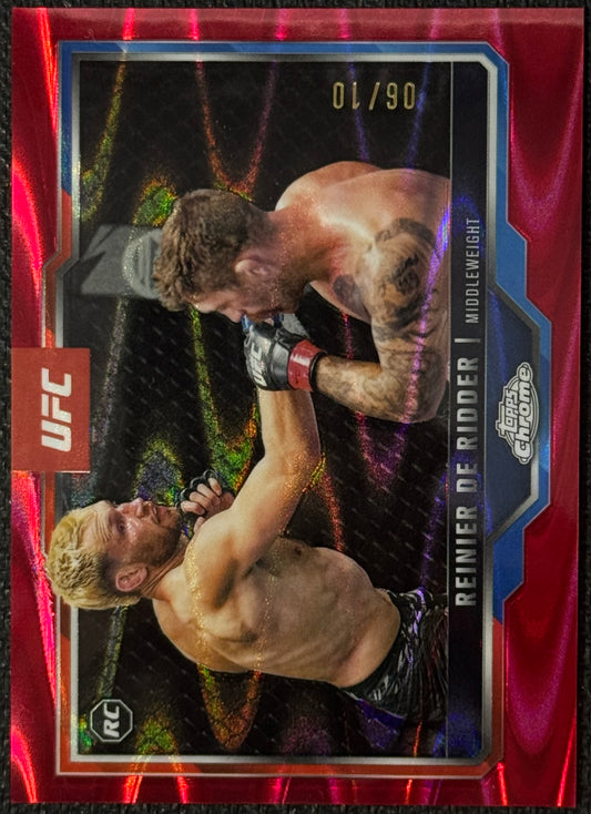 2025 Topps Chrome UFC Reinier De Ridder #185 Red Wave Refractor #/10