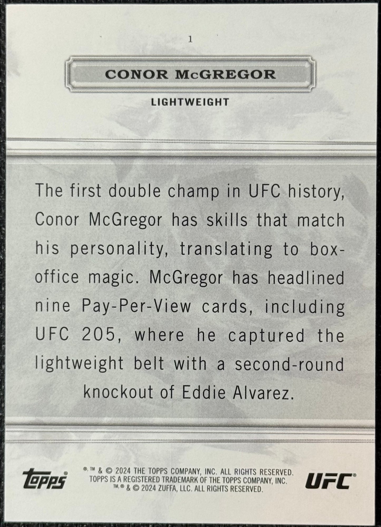 2024 Topps Royalty UFC Conor McGregor #1 Blue #/25