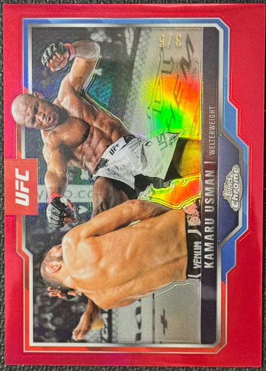 2025 Topps Chrome UFC Kamaru Usman Red Refractor #/5