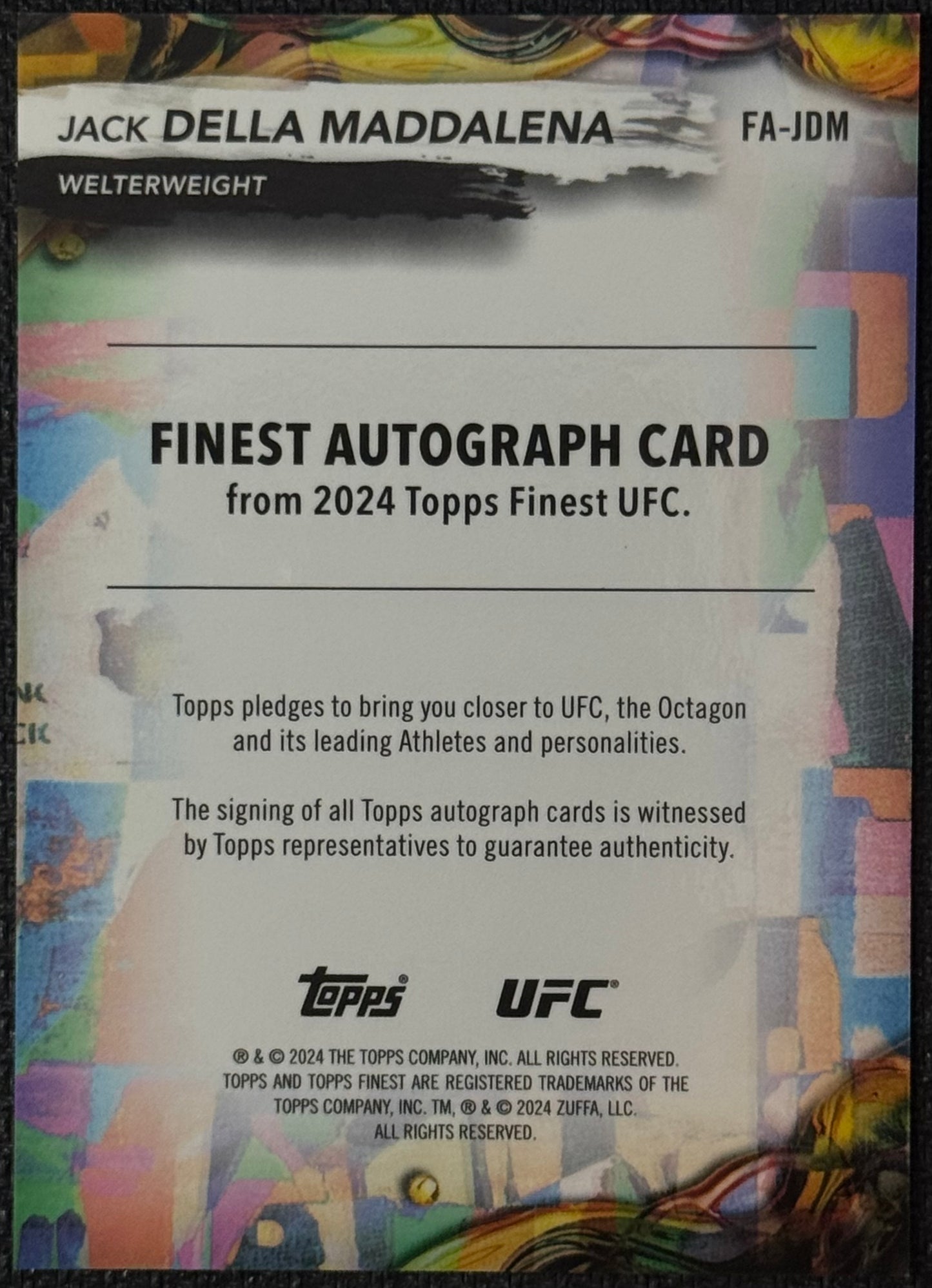 2024 Topps Finest UFC Jack Della Maddalena Red/Black Vapor #/10