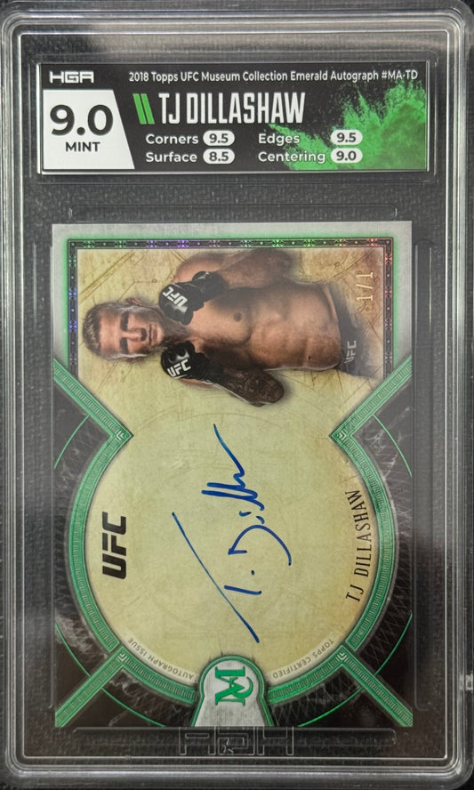 2018 Topps Museum Collection UFC TJ Dillashaw Emerald Autograph 1/1 HGA 9