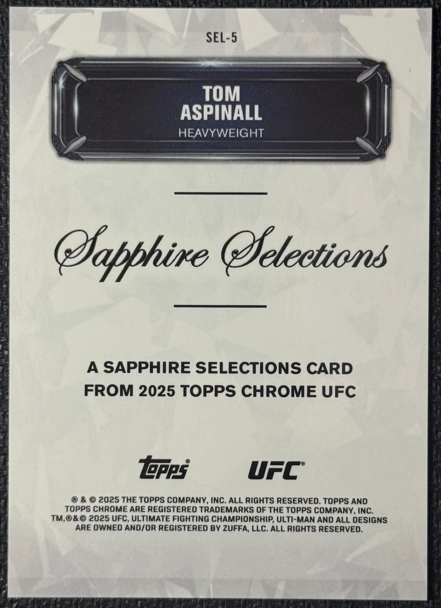 2025 Topps Chrome UFC Tom Aspinall Sapphire Selections