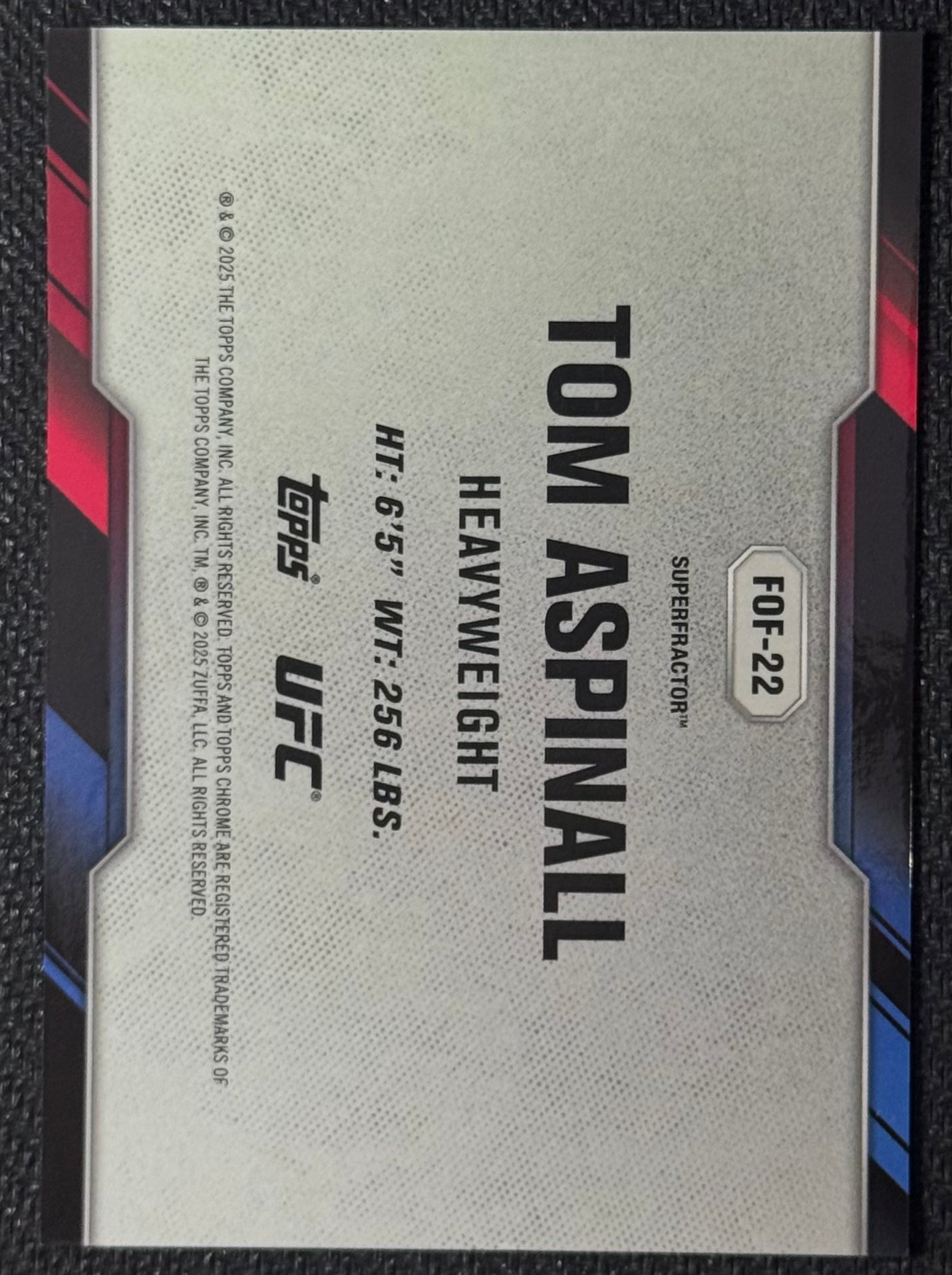 2025 Topps Chrome UFC Tom Aspinall Fists of Fury Superfractor 1/1