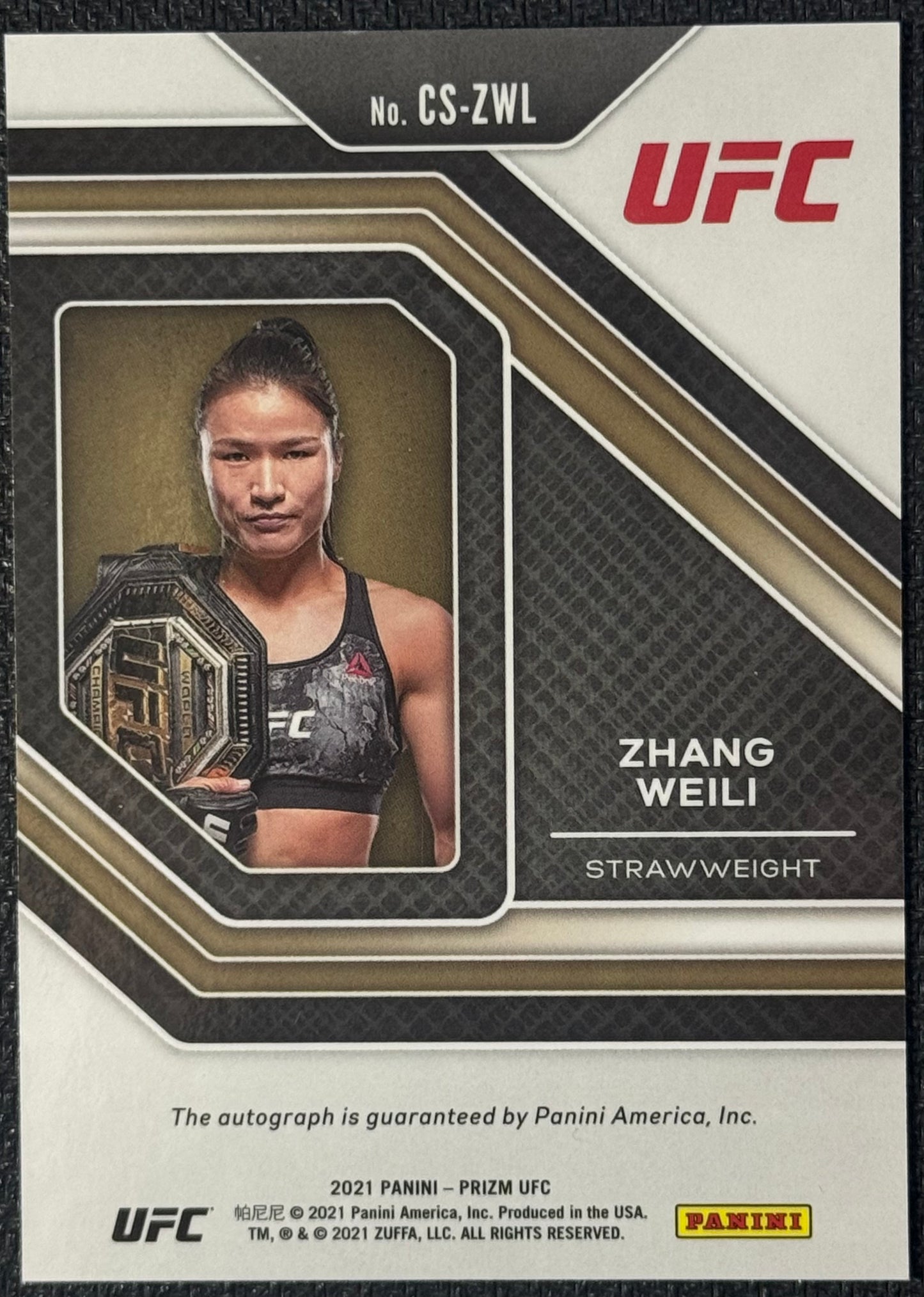 2021 Prizm UFC Zhang Weili Champion Signatures