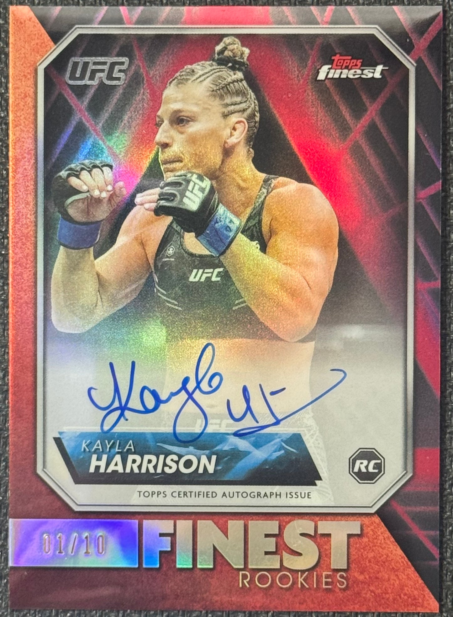 2024 Topps Finest UFC Kayla Harrison Red Black Vapor Refractor Rookie Auto #/10