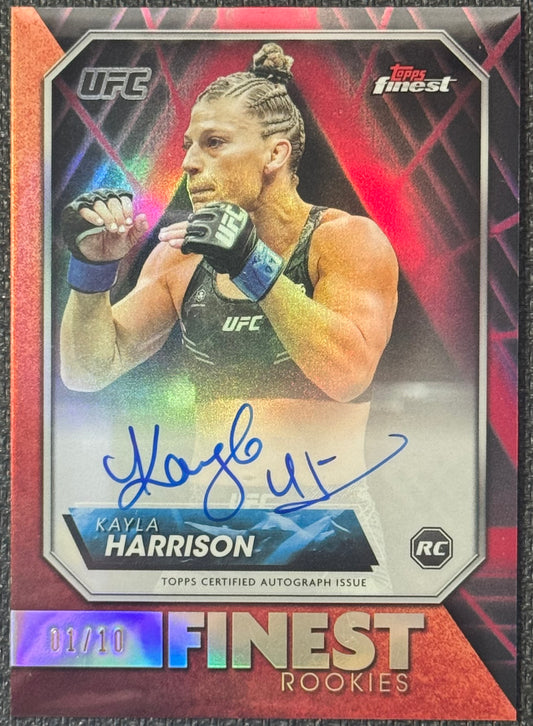2024 Topps Finest UFC Kayla Harrison Red Black Vapor Refractor Rookie Auto #/10