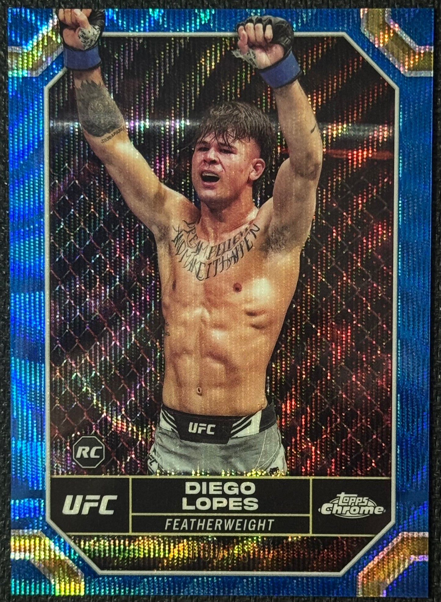 2024 Topps Chrome UFC Diego Lopes Blue Wave Refractor #/75
