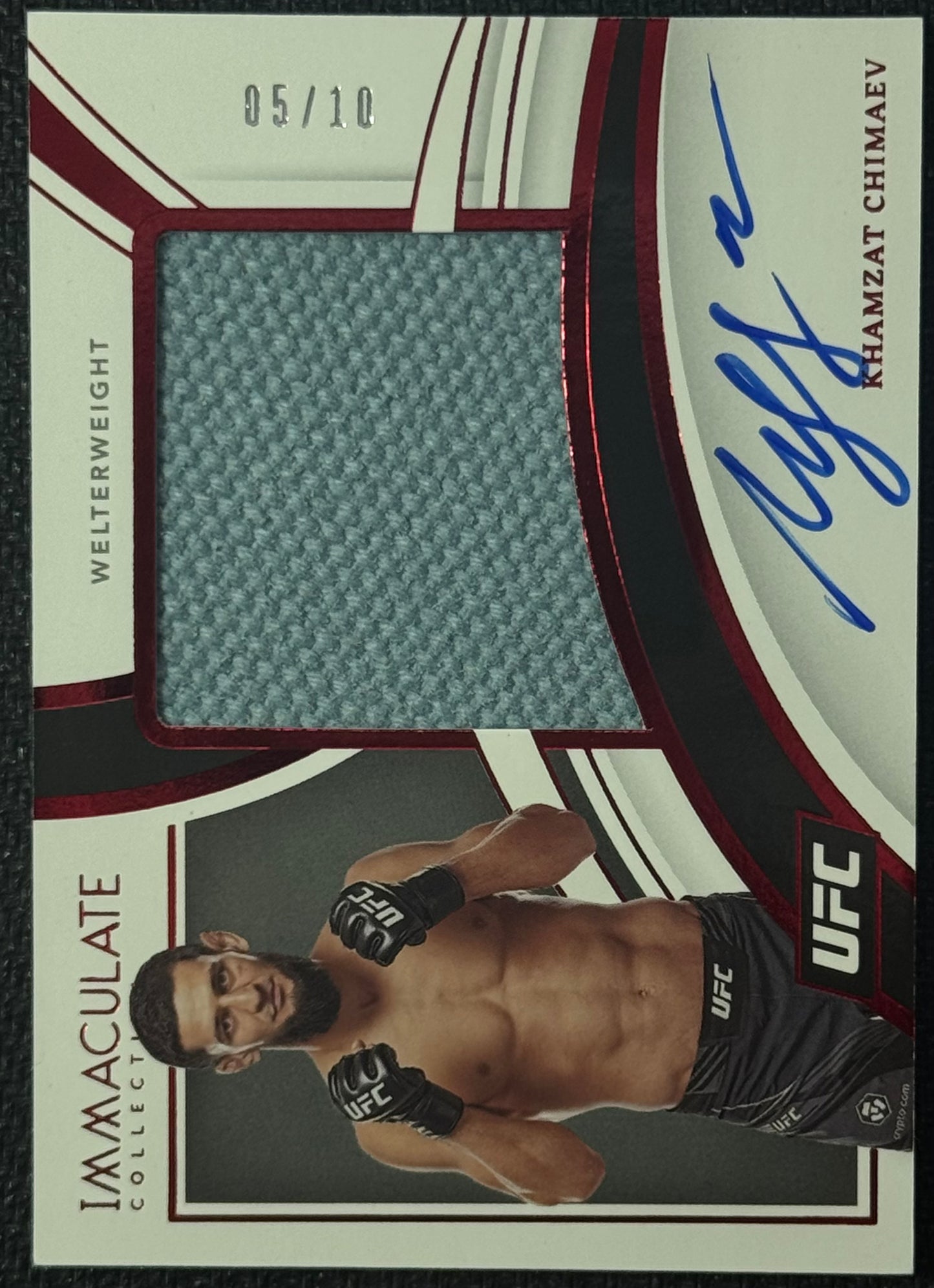 2022 Immaculate Collection UFC Khamzat Chimaev Fighter Worn/Used Patch Auto #/10