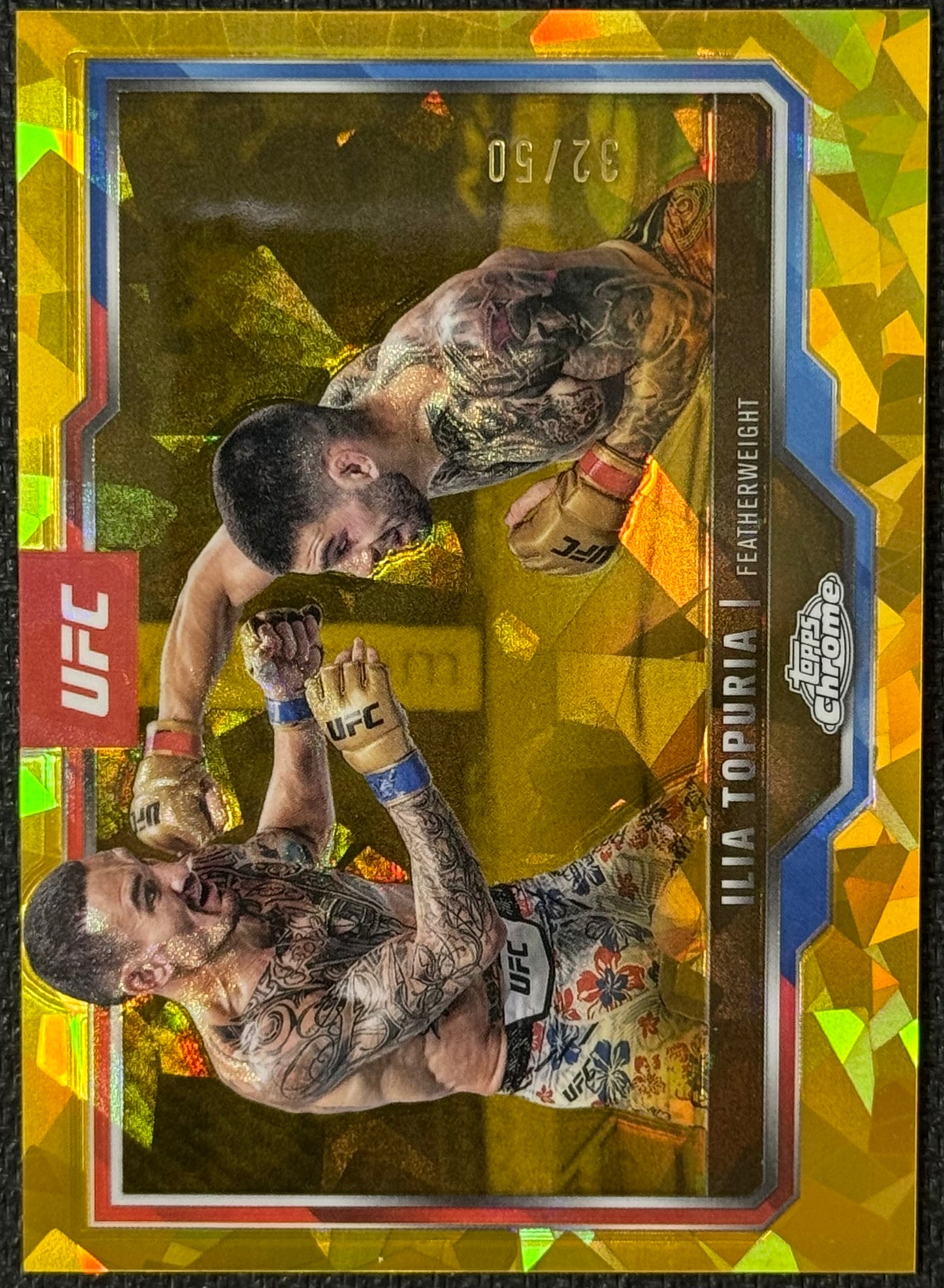 2025 Topps UFC Chrome Sapphire Ilia Topuria Refractor Gold #/50
