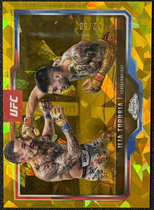 2025 Topps UFC Chrome Sapphire Ilia Topuria Refractor Gold #/50
