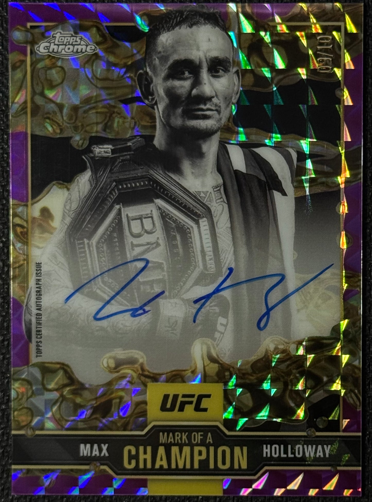 2025 Topps Chrome UFC Mark of A Champion Max Holloway Auto Purple Geometric #/10