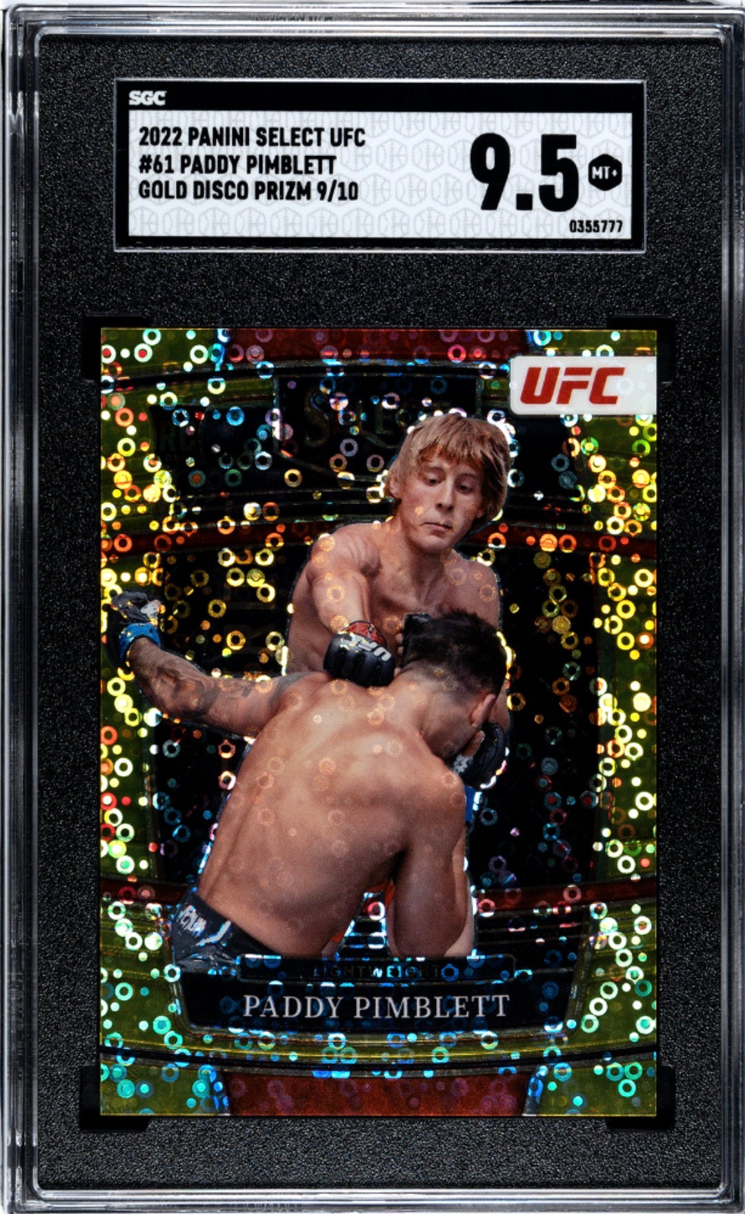 2022 Select UFC Paddy Pimblett Gold Disco Rookie #/10 SGC 9.5