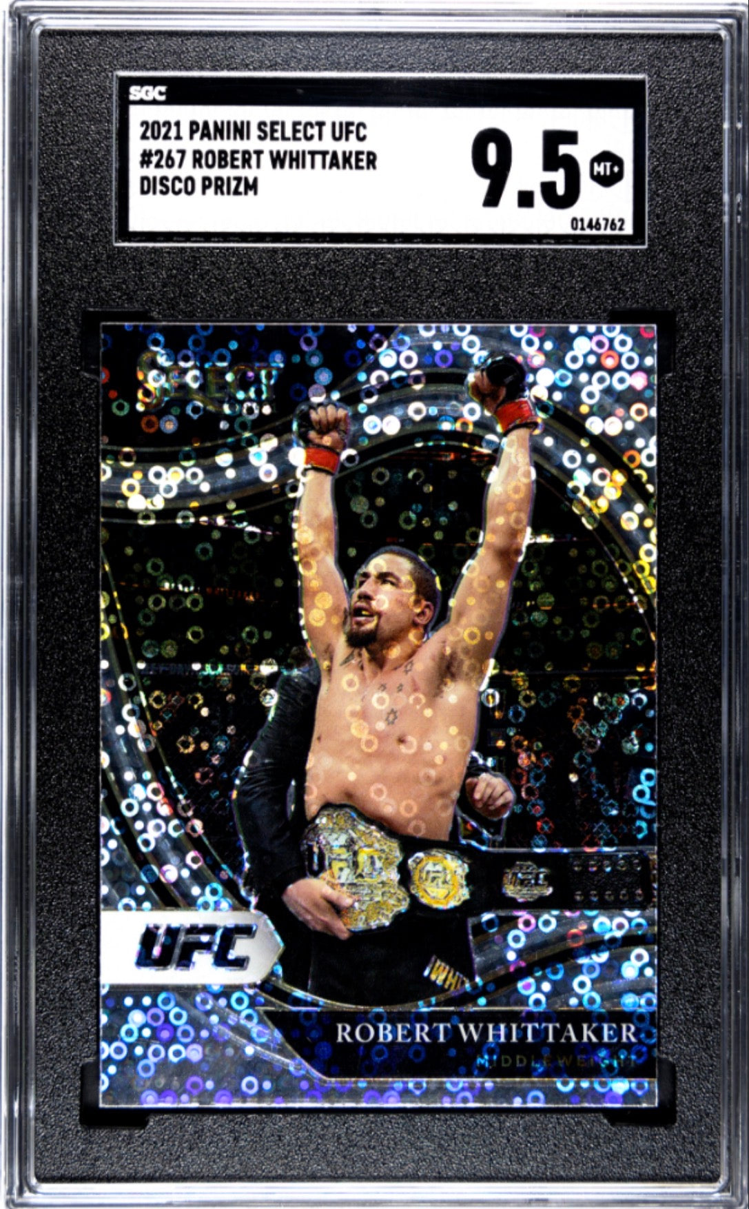 2021 Select UFC Robert Whittaker Octagonside Silver Disco SGC 9.5