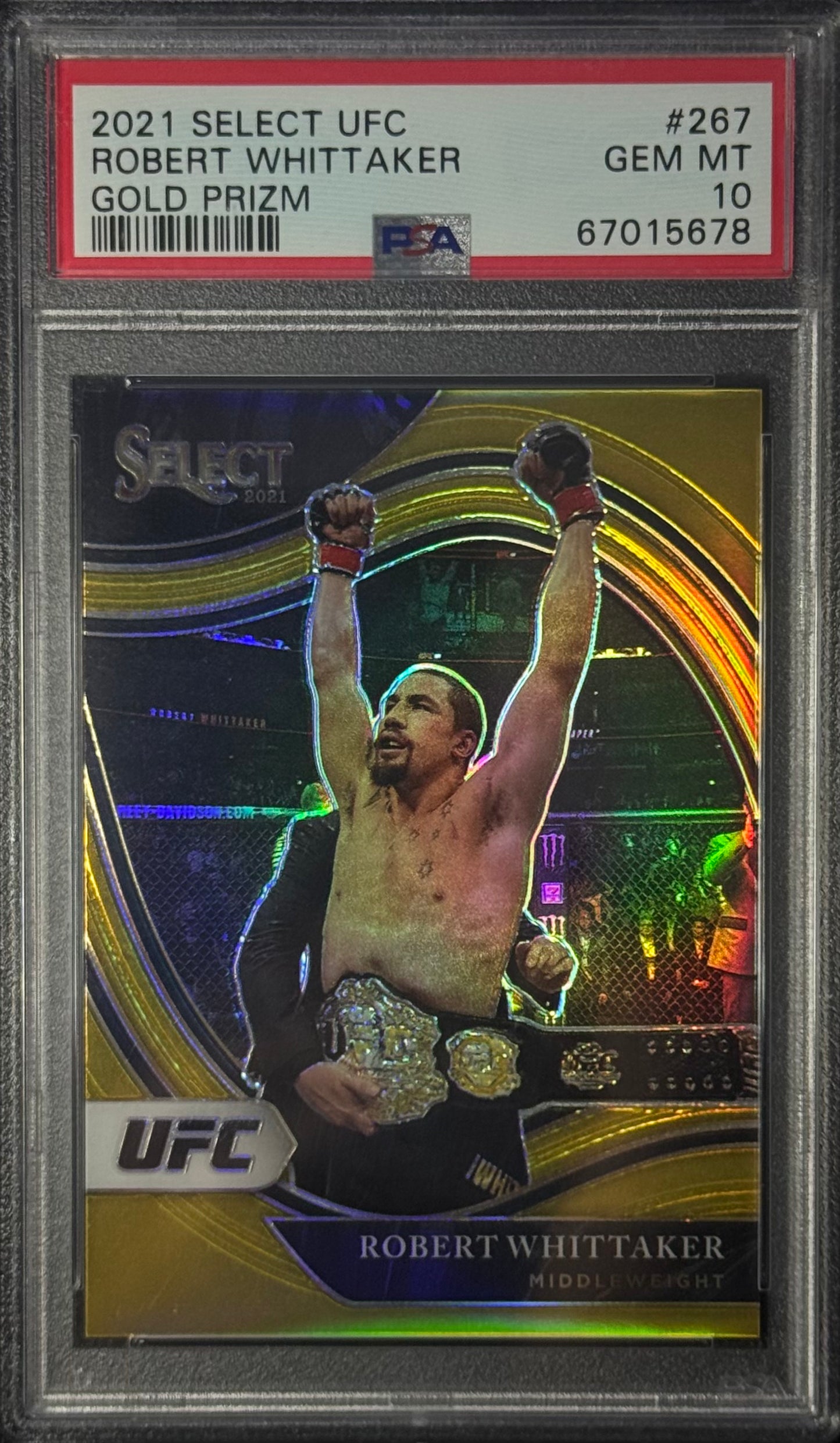 2021 Select UFC Robert Whittaker Octagonside Gold #/10 PSA 10