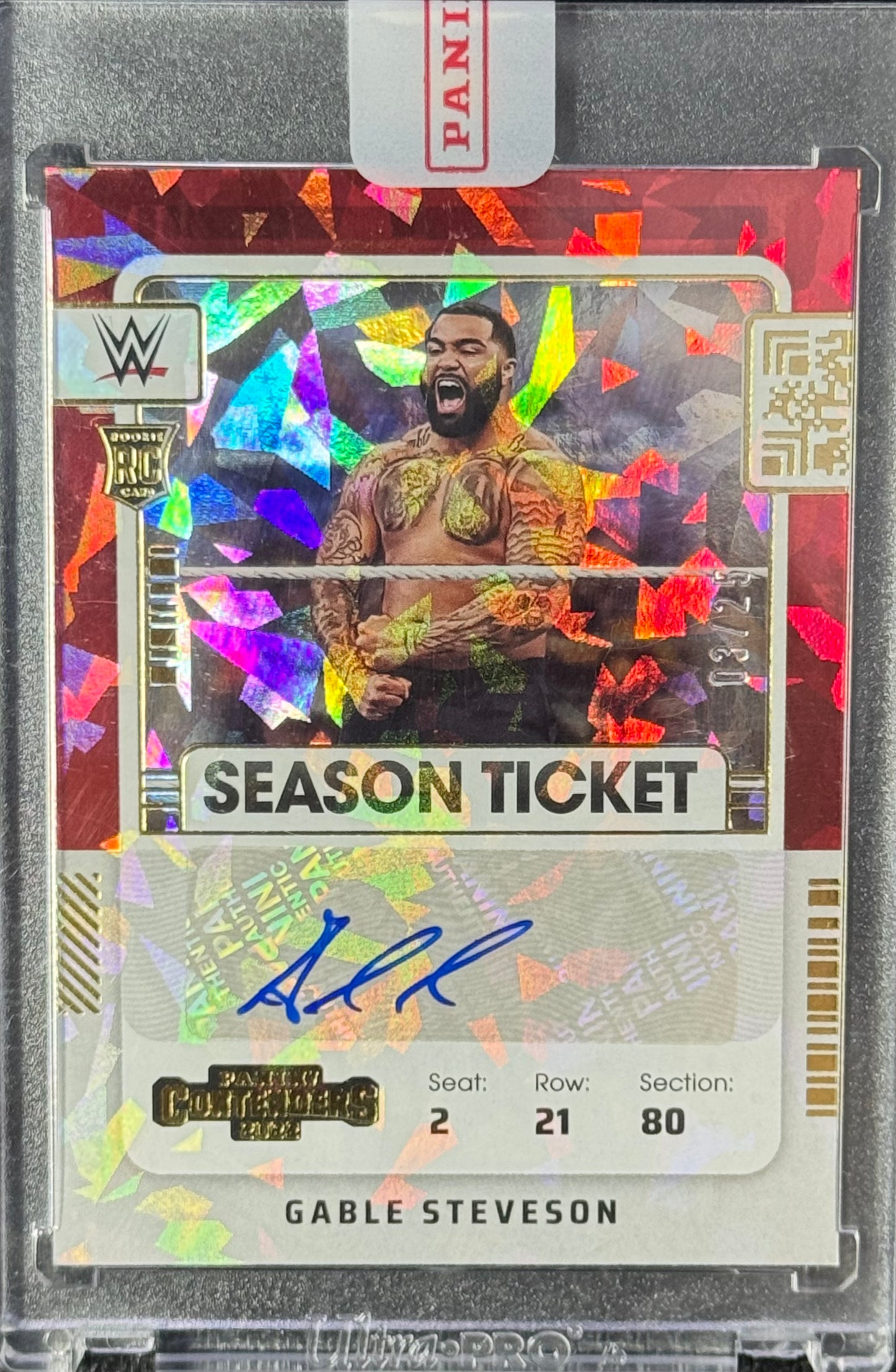 2022 Chronicles WWE Gable Steveson Cont. Rookie Ticket Cracked Ice #/25