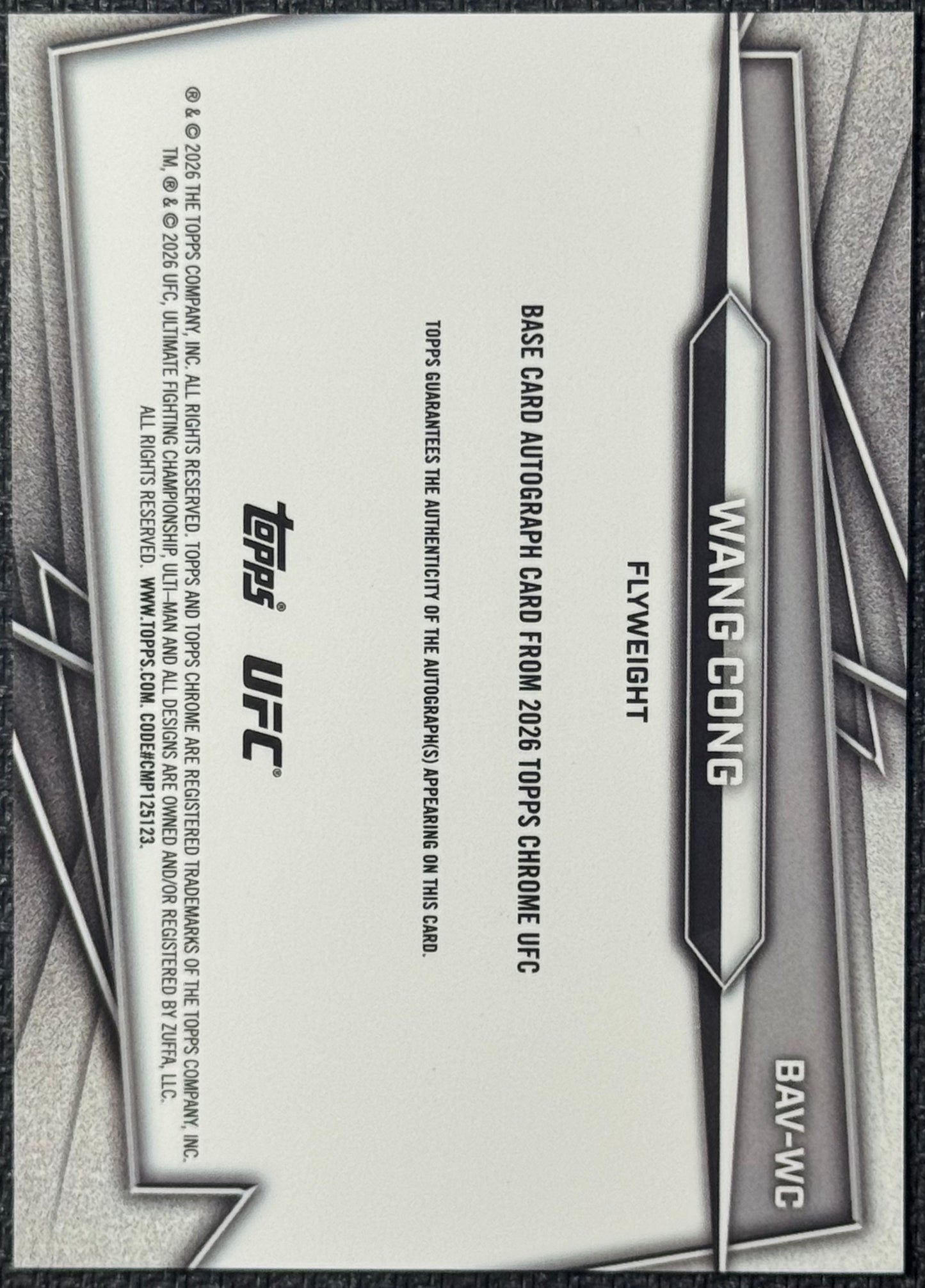 2026 Topps Chrome UFC Wang Cong Red  Refractor Rookie Auto #/5