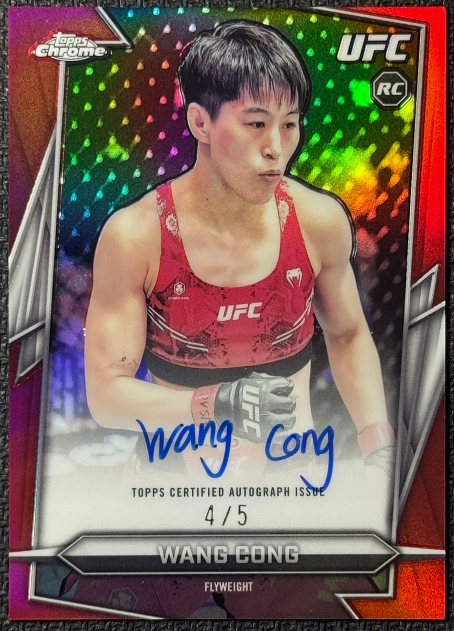 2026 Topps Chrome UFC Wang Cong Red  Refractor Rookie Auto #/5
