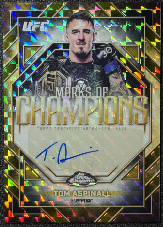 2026 Topps Chrome UFC Tom Aspinall Marks of Champions Gold Geometric Auto #/50