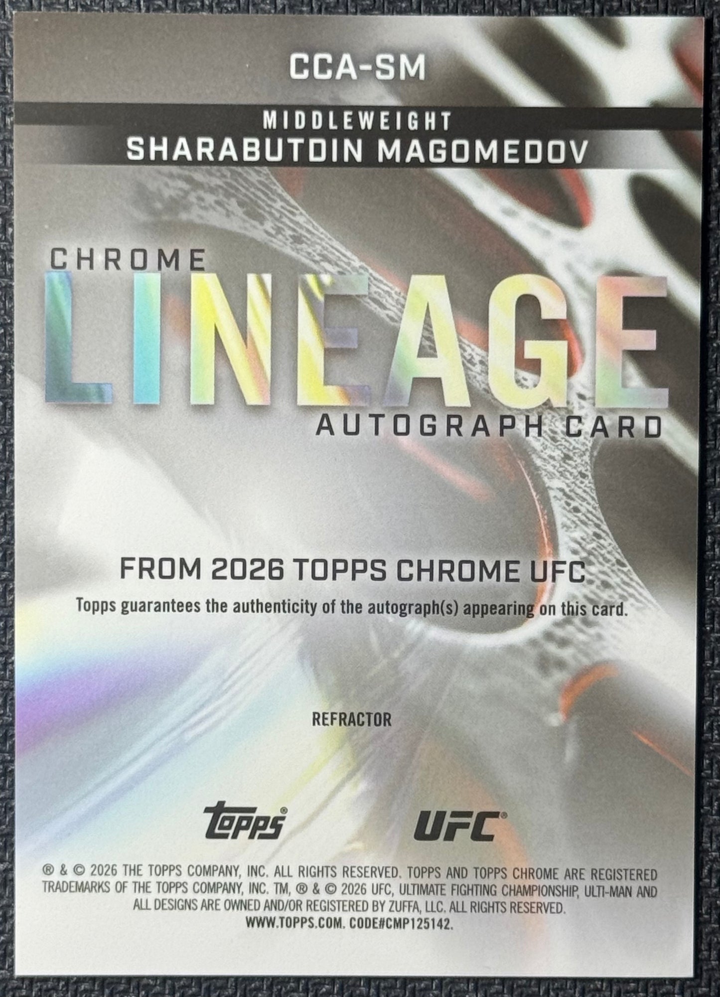 2026 Topps Chrome UFC Sharabutdin Magomedov Lineage Auto Refractor