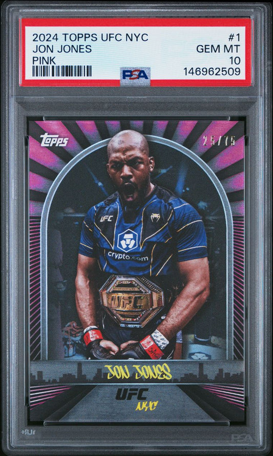 2024 Topps UFC NYC Jon Jones Pink #/75 PSA 10 (Pop 1)
