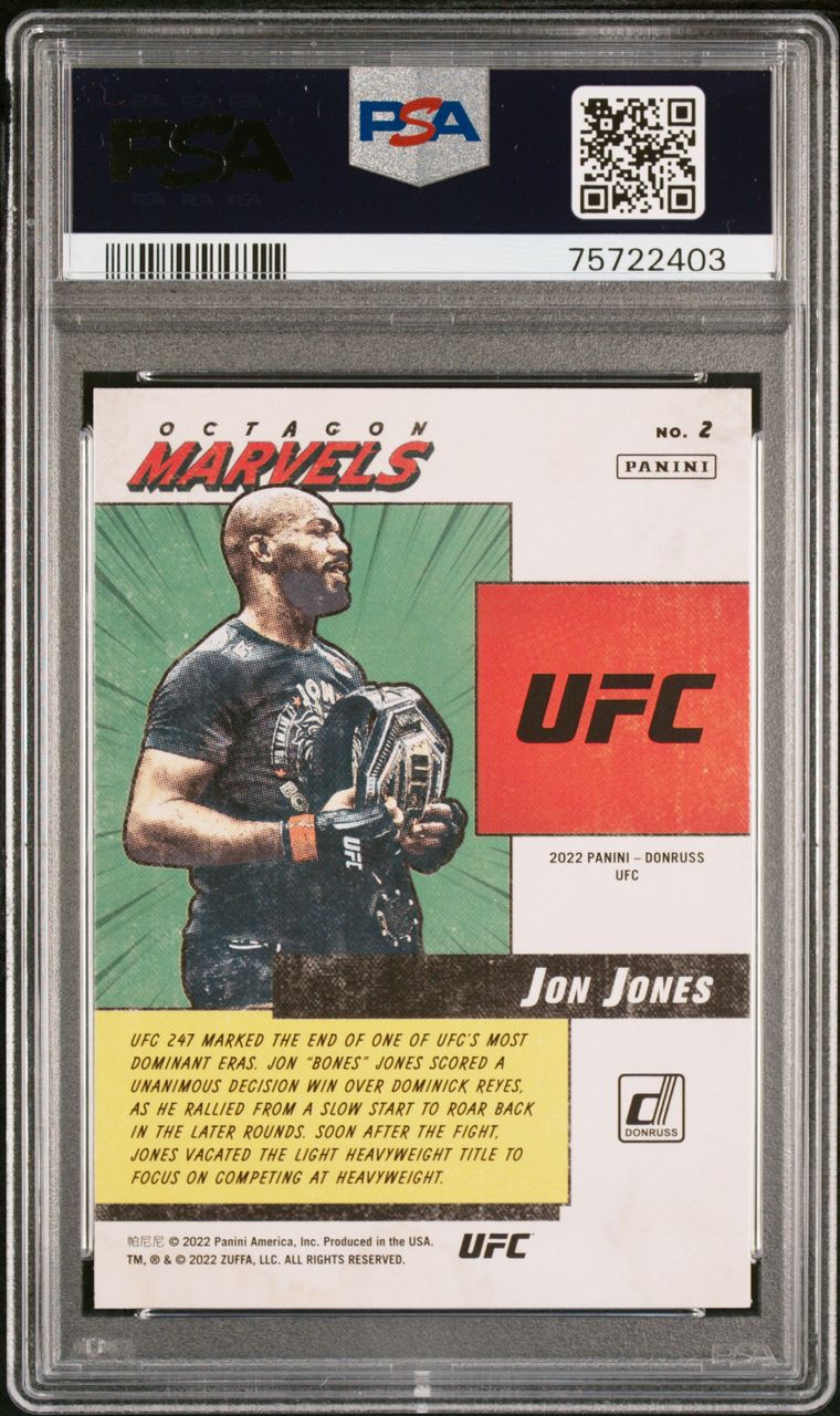 2022 Donruss Jon Jones UFC Octagon Marvels Press Proof PSA 10